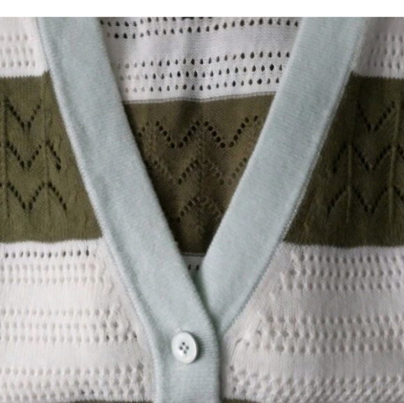 CHARTER CLUB Elegant Green and Cream Women's Cardigan - Picture 5 of 14